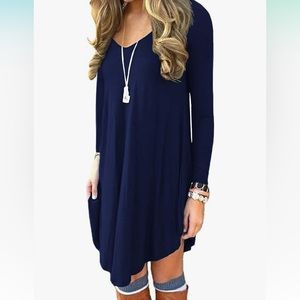 Dearcase Women’s Long Sleeve T-shirt Swing Dress Navy Blue Medium 8-10 NWT